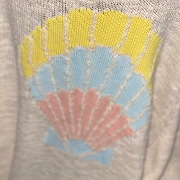 Wildfox seashell mermaid cotton blend long cardigan open front sweater pastel L - Picture 7 of 11
